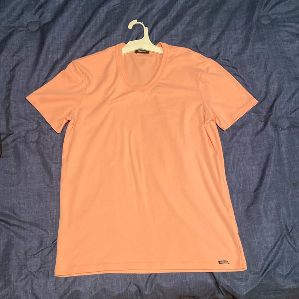 Tom Ford Peach Short Sleeve V-Neck Shirt